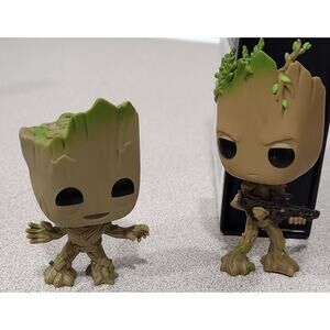 Funko I Am Groot w/blaster and Baby Groot Guardian of Galaxy Bobble Heads 2 Pc